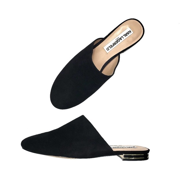 Karl Lagerfeld Shoes - Karl Lagerfeld Royce Round Toe Suede Mules